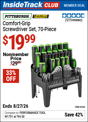 Harbor Freight Coupons, HF Coupons, 20% off - 70 Piece Comfort Grip Screwdriver Set