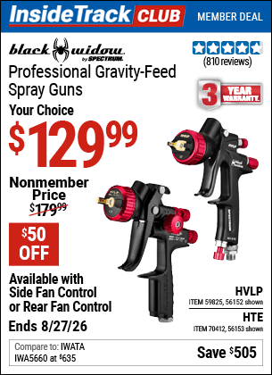 Harbor Freight Coupons, HF Coupons, 20% off - Black Widow 20 Oz. Professional Hvlp Base/clear Coat Air Spray Gun, 20 Oz. Professional Hte Compliant Top Coat Air Spray Gun