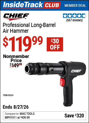 Harbor Freight Coupons, HF Coupons, 20% off - Professional Long Barrel Air Hammer