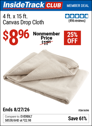 Harbor Freight Coupons, HF Coupons, 20% off - 4 x 15 Canvas Drop Cloth