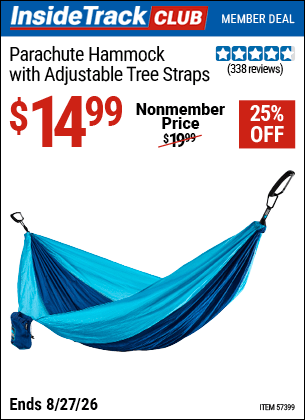 Harbor Freight Coupons, HF Coupons, 20% off - Parachute Hammock with Adjustable Tree Straps