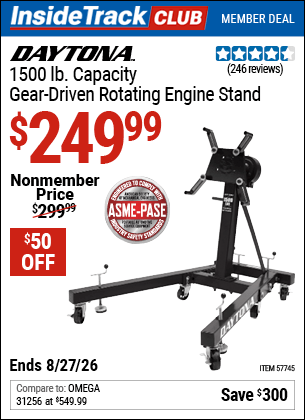 Harbor Freight Coupons, HF Coupons, 20% off - DAYTONA 1500 lb. Capacity Gear Driven Rotating Engine Stand for $259.99