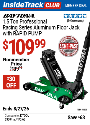 Harbor Freight Coupons, HF Coupons, 20% off - Buy Any 3T or 4T Steel DAYTONA Jack, Get One Pair of 3T DAYTONA Steel Jack Stands FREE!