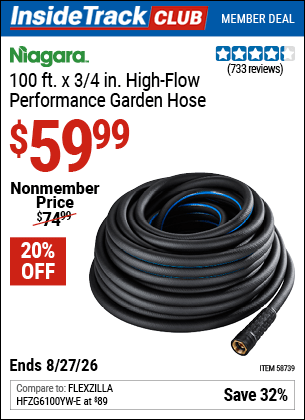 Harbor Freight Coupons, HF Coupons, 20% off - NIAGARA 100 ft. x 3/4 in. High Performance Contractor Grade Hose for $59.99