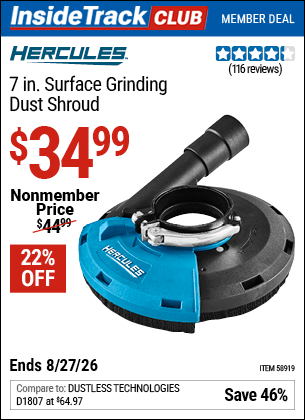 Harbor Freight Coupons, HF Coupons, 20% off - HERCULES 7 in. Universal Surface Grinding Dust Shroud for $24.99