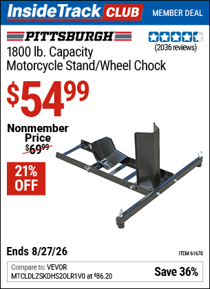 Harbor Freight Coupons, HF Coupons, 20% off - Motorcycle Stand/wheel Chock