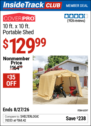Harbor Freight Coupons, HF Coupons, 20% off - Coverpro 10 Ft. X 10 Ft. Portable Shed