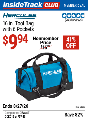 Harbor Freight Coupons, HF Coupons, 20% off - Hercules 16 In. Tool Bag