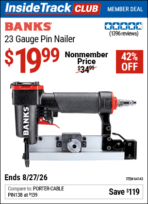 Harbor Freight Coupons, HF Coupons, 20% off - 23 Gauge Pin Nailer