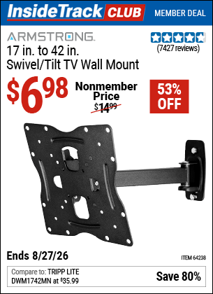 Harbor Freight Coupons, HF Coupons, 20% off - Swivel/tilt Tv Wall Mount