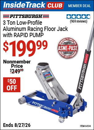 Harbor Freight Coupons, HF Coupons, 20% off - 3 ton Aluminum Rapid Pumpxc2xae Racing Floor Jack