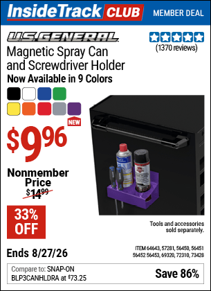 Harbor Freight Coupons, HF Coupons, 20% off - Magnetic Spray Can And Screwdriver Holders