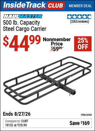 Harbor Freight Coupons, HF Coupons, 20% off - 500 Lb. Capacity Deluxe Steel Cargo Carrier