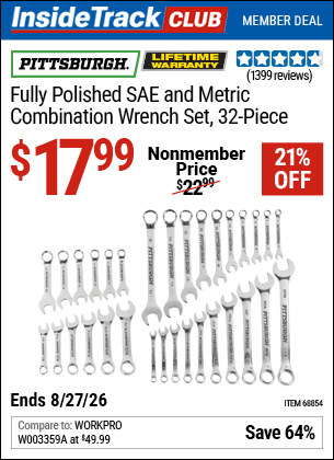 Harbor Freight Coupons, HF Coupons, 20% off - 32 Piece Fully Polished Sae & Metric Combination Wrench Set