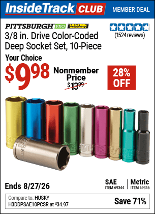 Harbor Freight Coupons, HF Coupons, 20% off - 10 Piece 3/8