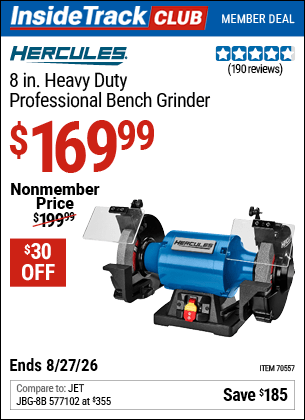 Harbor Freight Coupons, HF Coupons, 20% off - HERCULES 8 in. Heavy Duty Professional Bench Grinder for $149.99