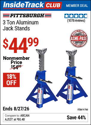 Harbor Freight Coupons, HF Coupons, 20% off - 3 Ton Aluminum Jack Stands