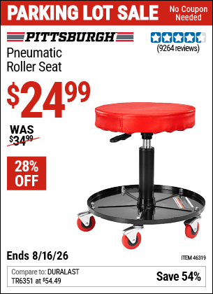 Harbor Freight Coupons, HF Coupons, 20% off - Mechanic's Roller Seat, Pneumatic Adjustable Roller Seat