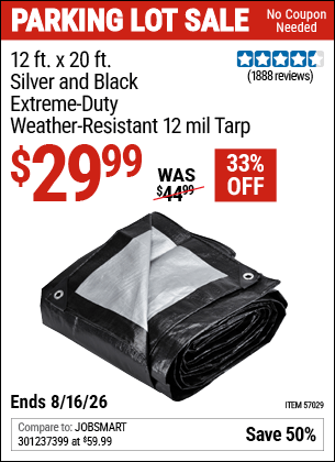 Harbor Freight Coupons, HF Coupons, 20% off - 12 ft. x 20 ft. Silver & Black Extreme Duty Weather Resistant Tarp