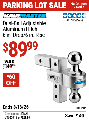 Harbor Freight Coupons, HF Coupons, 20% off - HAUL-MASTER 2-Ball Adjustable Aluminum Hitch for $109.99