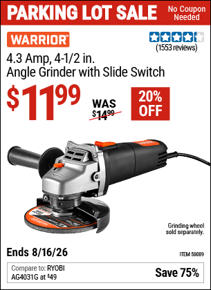 Harbor Freight Coupons, HF Coupons, 20% off - WARRIOR 4.3 Amp 