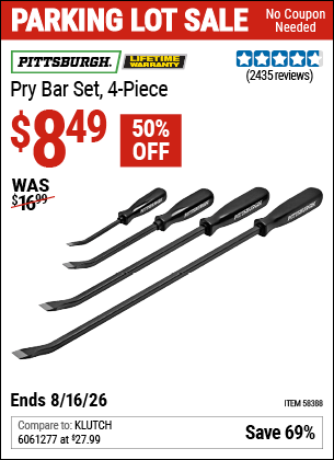 Harbor Freight Coupons, HF Coupons, 20% off - PITTSBURGH Pry Bar Set 