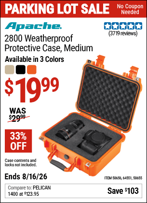 Harbor Freight Coupons, HF Coupons, 20% off - APACHE 2800 Weatherproof Protective Case 
