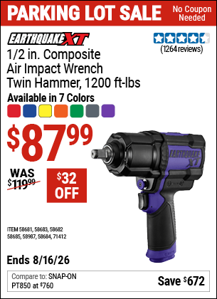 Harbor Freight Coupons, HF Coupons, 20% off - EARTHQUAKE 1/2 in. Composite Xtreme Torque Air Impact Wrench 