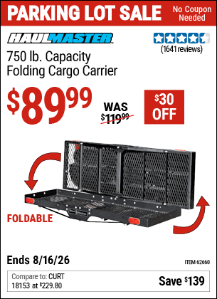 Harbor Freight Coupons, HF Coupons, 20% off - Heavy Duty Folding Steel Cargo Carrier