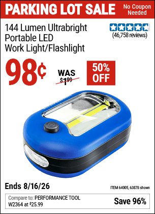Harbor Freight Coupons, HF Coupons, 20% off - Led Portable Worklight/flashlight