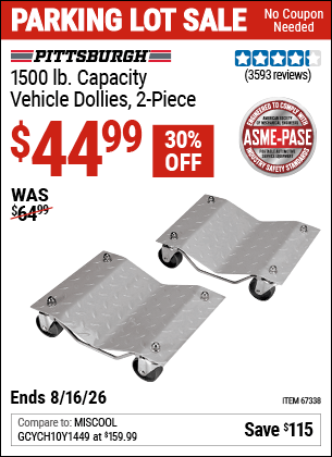 Harbor Freight Coupons, HF Coupons, 20% off - 2 Piece 1500 Lb. Capacity Vehicle Wheel Dollies