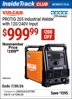 Harbor Freight Coupons, HF Coupons, 20% off - Vulcan Protig 205 Industrial Welder With 120/240 Volt Input