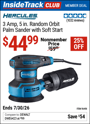 Harbor Freight Coupons, HF Coupons, 20% off - 3  Amp Corded 5 in. Variable Speed Random Orbital Sander