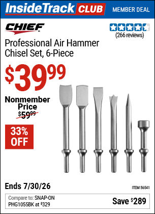 Harbor Freight Coupons, HF Coupons, 20% off - Professional 6 Pc. Air Hammer Chisel Set