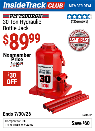 Harbor Freight Coupons, HF Coupons, 20% off - PITTSBURGH 30 Ton Hydraulic Bottle Jack 