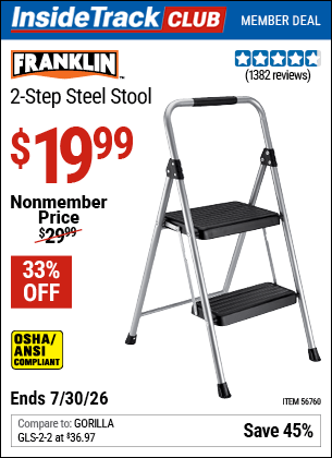 Harbor Freight Coupons, HF Coupons, 20% off - FRANKLIN Two-Step Stool