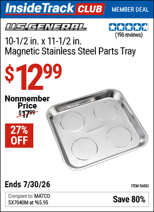 Harbor Freight Coupons, HF Coupons, 20% off - 10-1/2 in. x 11-1/2 in. Magnetic Stainless Steel Parts Tray