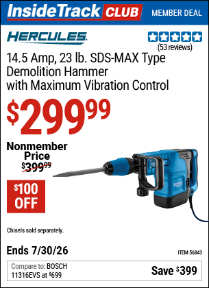 Harbor Freight Coupons, HF Coupons, 20% off - 14.5 Amp 23 lb. SDS Max-Type Demolition Hammer with Maximum Vibration Control