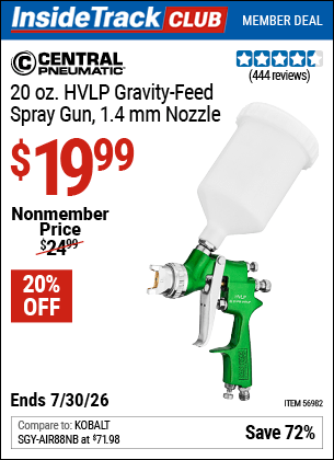Harbor Freight Coupons, HF Coupons, 20% off - 20 oz. HVLP Gravity Feed Spray Gun