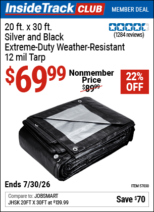 Harbor Freight Coupons, HF Coupons, 20% off - 20 Ft. X 30 Ft. Silver & Black Extreme Duty Weather Resistant Tarp