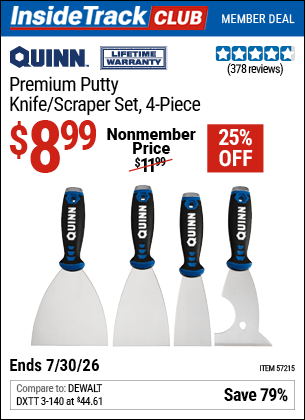 Harbor Freight Coupons, HF Coupons, 20% off - Premium Putty Knife Set, 4 Pc.