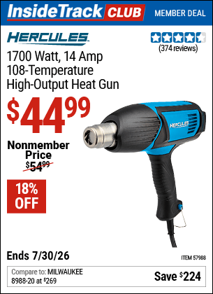 Harbor Freight Coupons, HF Coupons, 20% off - 1700 Watt  14 Amp 108 Temperature High Output Heat Gun