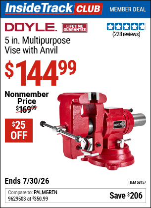 Harbor Freight Coupons, HF Coupons, 20% off - DOYLE 5 in. Multi-Purpose Vise with Anvil for $149.99
