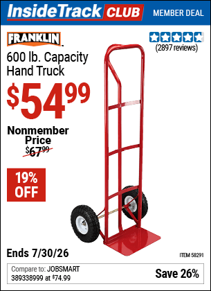 Harbor Freight Coupons, HF Coupons, 20% off - FRANKLIN 600 lb. Capacity Hand Truck for $54.99