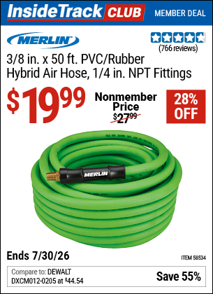 Harbor Freight Coupons, HF Coupons, 20% off - 3/8 in. x 50 ft. PVC/Rubber Hybrid Air Hose