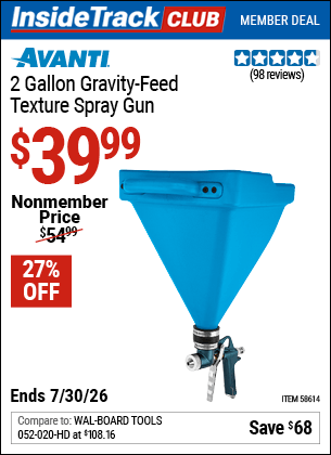 Harbor Freight Coupons, HF Coupons, 20% off - AVANTI Gravity Feed Pneumatic Texture Spray Gun for $39.99