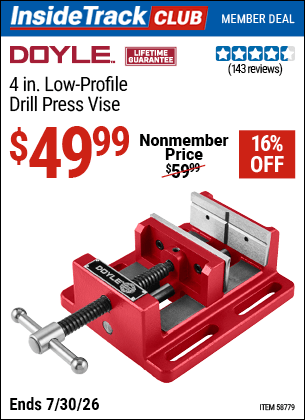 Harbor Freight Coupons, HF Coupons, 20% off - DOYLE 4 in. Low-Profile Drill Press Vise 