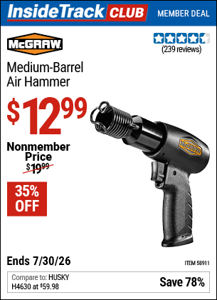 Harbor Freight Coupons, HF Coupons, 20% off - MCGRAW Medium Barrel Air Hammer for $15.99