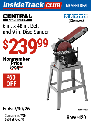 Harbor Freight Coupons, HF Coupons, 20% off - CENTRAL MACHINERY 6 in. x 48 in. Belt and 9 in. Disc Sander for $269.99
