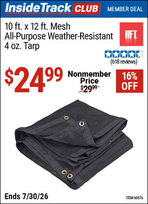 Harbor Freight Coupons, HF Coupons, 20% off - 10 Ft. X 12 Ft. Mesh All Purpose Weather Resistant Tarp